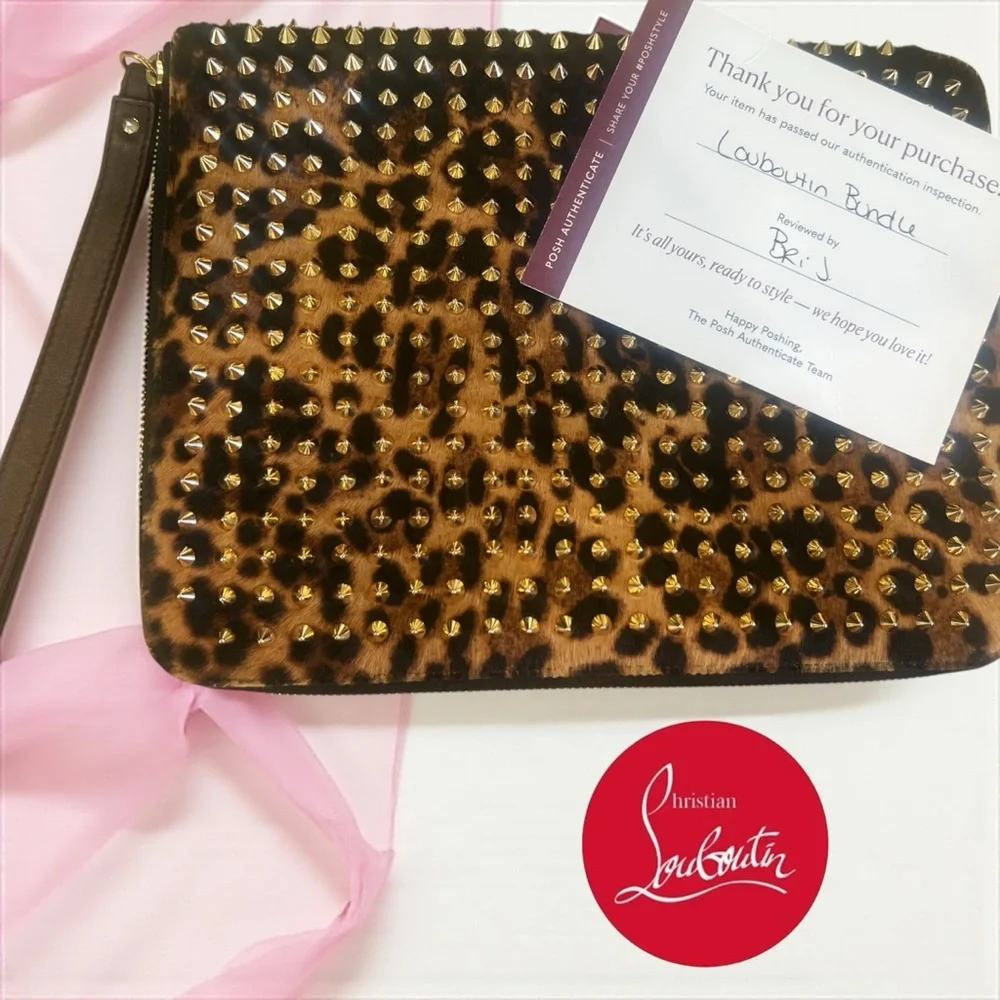 Christian Louboutin Cris Spikes Ponyskin iPad,Tablet,Case,or Clutch A BEAUTY! - Picture 2 of 12
